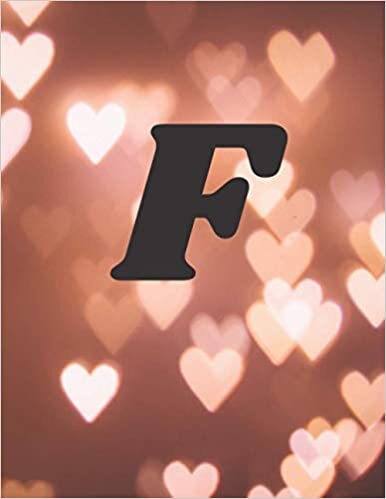 F: Cute Initial Monogram Letter F College Ruled Notebook.Pretty Personalized Medium Lined Journal & Diary for Writing & Note Taking for Girls and Women - BLACK & Gold Pink HEART Print indir