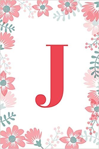 indir J: Monogram Initial J Journal for Girls and Women, White Floral 6 x 9