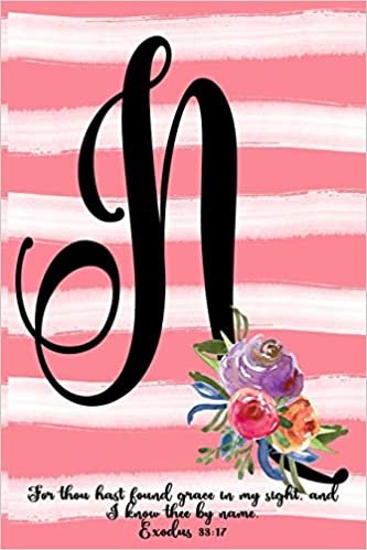 indir Monogram N Notebook: Exodus 33:17 6x9 Blank Lined 120 Page Ladies Scripture Initial Writing Journal, Coral Pink Floral Watercolor Gift Book For Women, Cute Girl&#39;s Diary