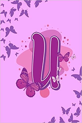 U: Letter U Monogram Purple & Pink Butterfly Notebook & Journal