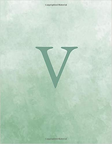 indir V: Monogram Initial V Notebook for Women and Girls-Ombre Seafoam Green Watercolor-120 Pages 8.5 x 11