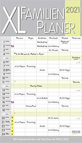 XL Familienplaner Pastell 2021: Familienkalender mit 6 breiten Spalten