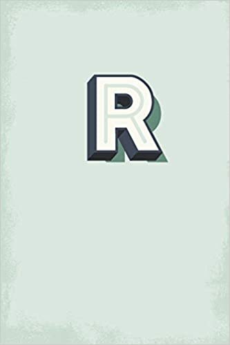 indir R: 110 Sketchbook Pages (6 x 9) | Light Blue Green Monogram Sketch Notebook with a Simple Vintage Design | Personalized Initial Letter | Distressed Retro Monogramed Book