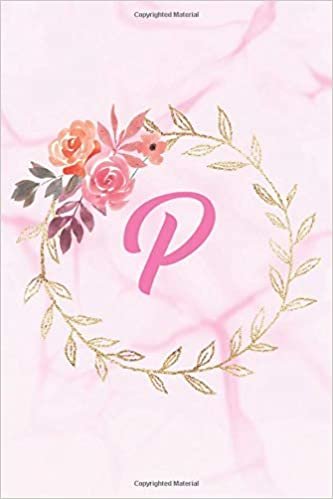 indir P: Floral Personalized Initial P Monogram Pink Floral Marble Texture Notebook Journal Gift for Women, Girls and School Wide Rule 120 Lined Pages,Sof Cover