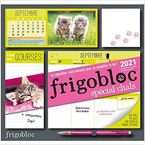 Frigobloc Chats 2021 - Calendrier d'organisation familiale (de septembre 2020 à décembre 2021) (P.BAC FRIGOGAMM) indir
