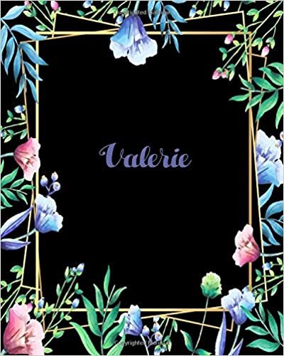 indir Valerie: 110 Pages 8x10 Inches Flower Frame Design Journal with Lettering Name, Journal Composition Notebook, Valerie