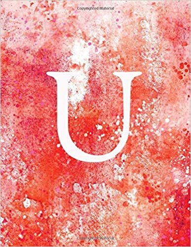 indir U: Monogram Initial U Notebook for Women and Girls-Distressed Pink Orange and White-120 Pages 8.5 x 11
