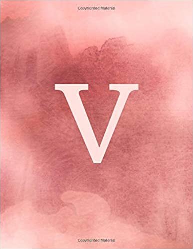 indir V: Monogram Initial V Notebook for Women and Girls- Dusty Pink Watercolor-120 Pages 8.5 x 11