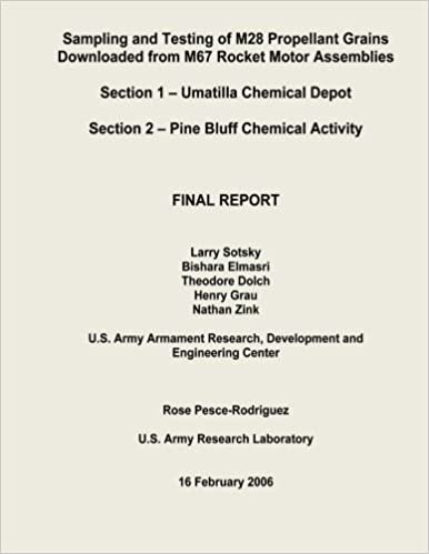 Sampling and Testing of M28 Propellant Grains Downloaded from M67 Rocket Motor Assemblies Final Report - Section 1 - Umatilla Chemical Depot; Section 2 - Pine Bluff Chemical Activity indir