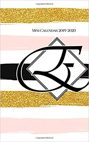 indir Mini Calendar 2019-2020 Letter E: (Pocket Schedule Planner Pink Gold Black Stripes 5x8)