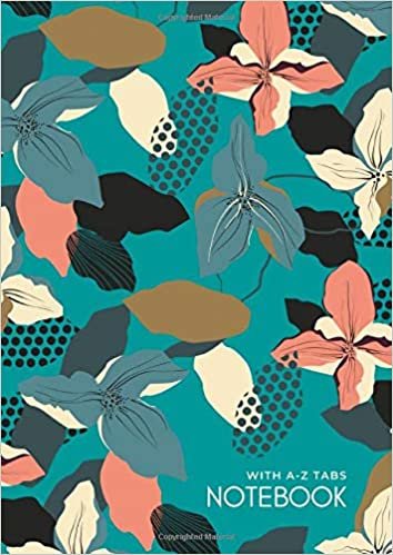 indir Notebook with A-Z Tabs: A4 Lined-Journal Organizer Large with Alphabetical Sections Printed | Abstract Form Flower Design Teal