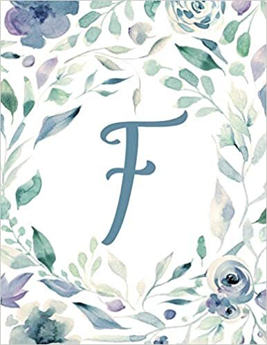 indir F: Light Purple Floral 8.5”x11” Lined Notebook (Light Purple Floral Alphabet Series - Letter F)