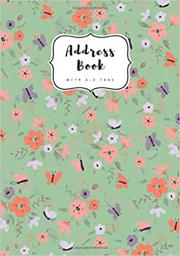 indir Address Book with A-Z Tabs: B5 Contact Journal Medium | Alphabetical Index | Large Print | Little Flower Butterfly Design Green