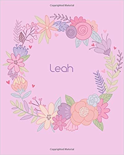 indir Leah: 110 Lined Pages 8x10 Cute Pink Blossom Design with Lettering Name for Girl, Journal, School and Self Note,Leah