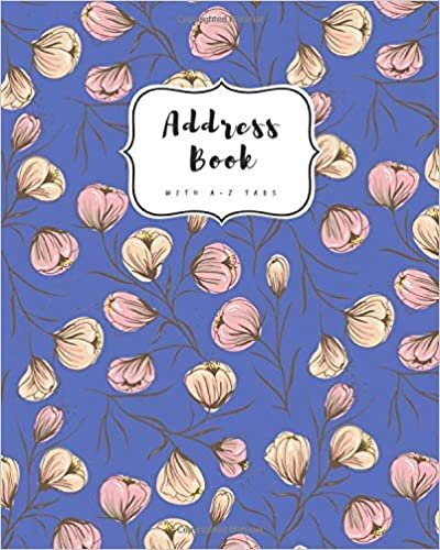 Address Book with A-Z Tabs: 8x10 Contact Journal Jumbo | Alphabetical Index | Large Print | Flower Bud Pattern Design Blue indir
