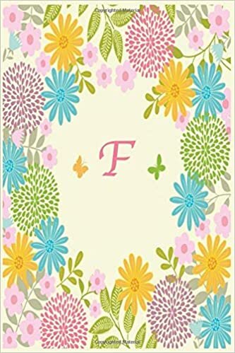indir F:: Monogram Initial F Notebook for Women and Girls, Pink Floral Monogrammed Blank Lined Note Book, Writing Pad, Journal or Diary with ... Kids, Girls &amp; Women - 120 Pages - Size 6x9