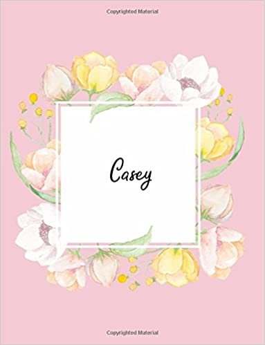 Casey: 110 Ruled Pages 55 Sheets 8.5x11 Inches Water Color Pink Blossom Design for Note / Journal / Composition with Lettering Name,Casey indir