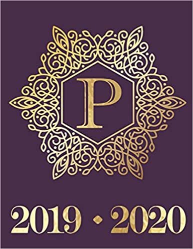 indir Weekly Planner Initial Letter “P” Monogram September 2019 - December 2020 (Elegant Gold Initial - Royal Purple Background, Band 16)