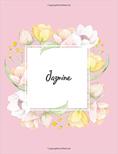 indir Jazmine: 110 Ruled Pages 55 Sheets 8.5x11 Inches Water Color Pink Blossom Design for Note / Journal / Composition with Lettering Name,Jazmine