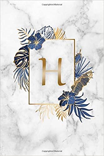 indir H: Cute Natural Marble Monogram Initial Letter H Blank Dot Grid Bullet Notebook for Girls &amp; Women - Elegant Tropical Floral Personalized Journal &amp; Diary for Writing &amp; Notes with Dot Gridded Pages