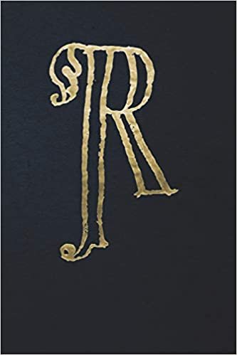 Notebook: Art Nouveau Initial R - Gold on Black - Lined Diary / Journal indir