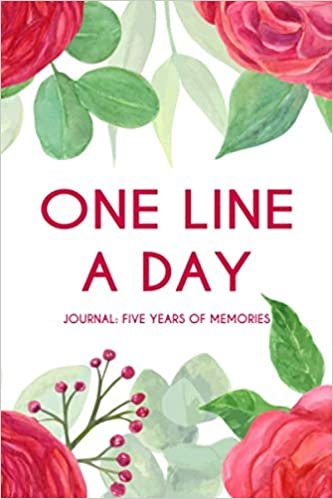 One Line A Day Journal: Five Years of Memories, Black and White Floral, Dated and Lined Book indir