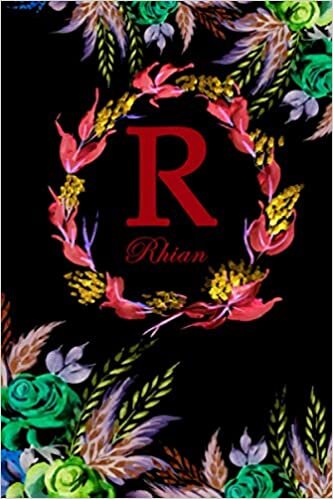 R: Rhian: Rhian Monogrammed Personalised Custom Name Daily Planner / Organiser / To Do List - 6x9 - Letter R Monogram - Black Floral Water Colour Theme indir