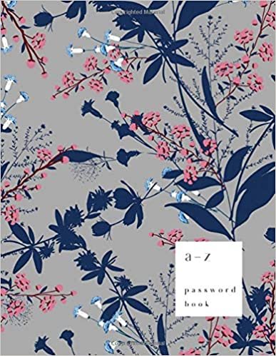 A-Z Password Book: 8.5 x 11 Big Password Notebook with A-Z Alphabet Index | Large Print Format | Trendy Tropical Floral Design | Gray