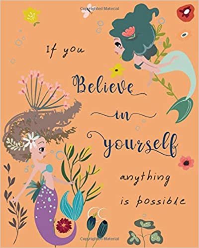 If You Believe in Yourself, Anything Is Possible: 8x10 Large Print Password Notebook with A-Z Tabs | Big Book Size | Pretty Mermaid Floral Design Orange indir