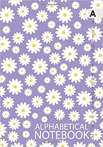 indir Alphabetical Notebook: A5 Alphabetical A-Z Index Lined Journal with Tabs Printed, White Floral Design Purple