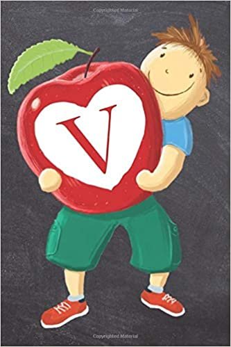 indir V: Monogram Initial V Teachers Apple With Appreciative Student | 6 x 9 Blank Lined Journal