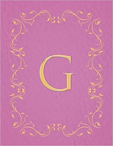 G: Modern, stylish, capital letter monogram ruled composition notebook with gold leaf decorative border and baby pink leather effect. Pretty with a ... use. Matte finish, 100 lined pages, 8.5 x 11. indir