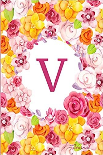 indir V Journal: Beautiful Flower Bouquet, Monogram Initial Letter V Lined Diary Notebook
