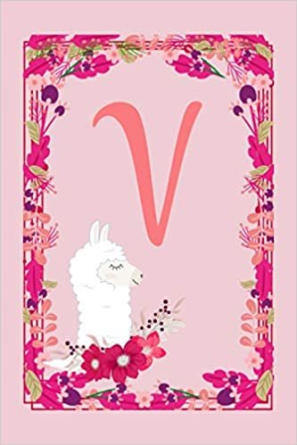 indir V: Letter V Monogram Initials Pink Llama Flowers Floral Notebook &amp; Journal