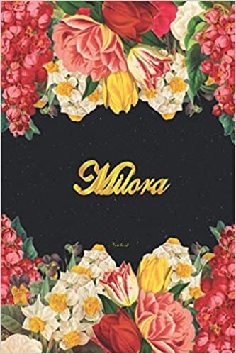 Milora Notebook: Lined Notebook / Journal with Personalized Name, & Monogram initial M on the Back Cover, Floral cover, Gift for Girls & Women indir