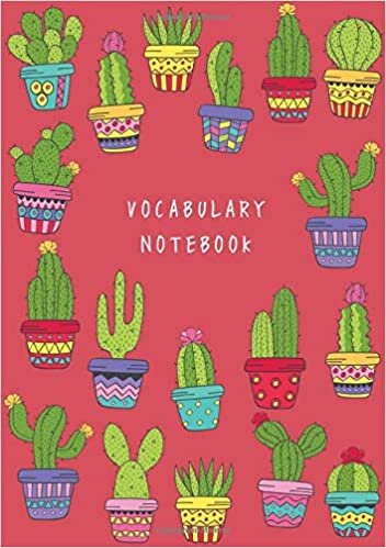 indir Vocabulary Notebook: B5 Notebook 3 Columns Medium | A-Z Alphabetical Tabs Printed | Cactus in Pot Design Red