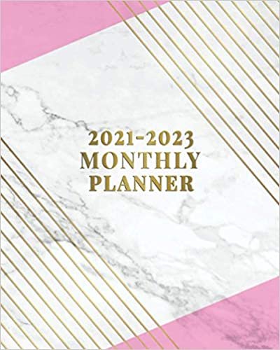 Monthly Planner 2021-2023: Pretty Pink Marble Three Year Organizer & Schedule Agenda - 36 Month Motivational Calendar with Vision Boards, Notes, To-Do's & More - Geometric Gold Lines