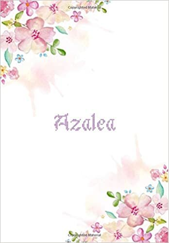 indir Azalea: 7x10 inches 110 Lined Pages 55 Sheet Floral Blossom Design for Woman, girl, school, college with Lettering Name,Azalea