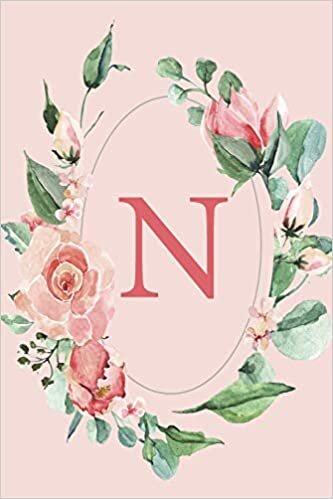 indir N: Pink Roses and Peonies Monogram Sketchbook | 110 Sketchbook Pages (6 x 9) | Floral Watercolor Monogram Sketch Notebook | Personalized Initial Letter Journal | Monogramed Sketchbook