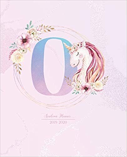 Academic Planner 2019-2020: Unicorn Pink Purple Gradient Monogram Letter O with Flowers Cute Academic Planner July 2019 - June 2020 for Students, Girls and Teens (School and College) indir