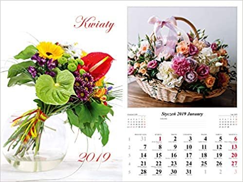 Kalendarz 2019 wieloplanszowy Kwiaty dwustronny indir