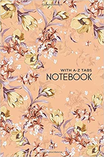 indir Notebook with A-Z Tabs: 4x6 Lined-Journal Organizer Mini with Alphabetical Section Printed | Elegant Floral Illustration Design Orange