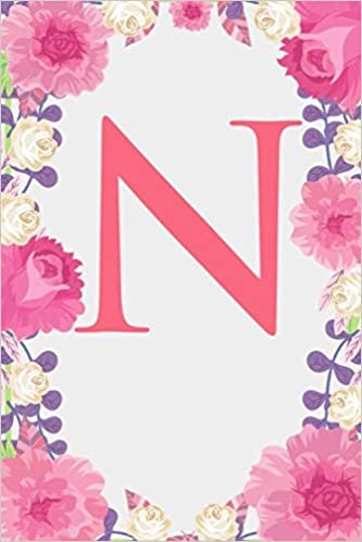 N: Letter N Monogram Initials Pink Rose Floral Notebook & Journal