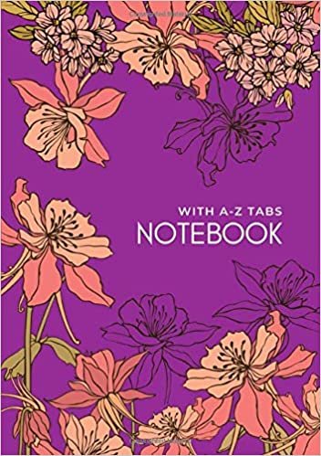 Notebook with A-Z Tabs: B5 Lined-Journal Organizer Medium with Alphabetical Section Printed | Drawing Beautiful Flower Design Purple indir