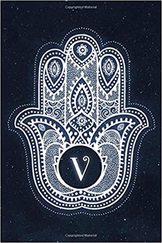 V: Khmissa Letter Design Blank Lined Notebook, Writing Pad, Journal or Diary with ... Kids, Girls & Women - 120 Pages - Size 6x9 indir