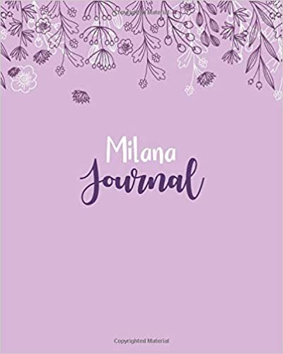 indir Milana Journal: 100 Lined Sheet 8x10 inches for Write, Record, Lecture, Memo, Diary, Sketching and Initial name on Matte Flower Cover , Milana Journal