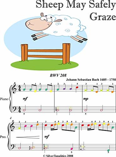 ダウンロード  Sheep May Safely Graze BWV 208 Easy Piano Sheet Music with Colored Notes (English Edition) 本