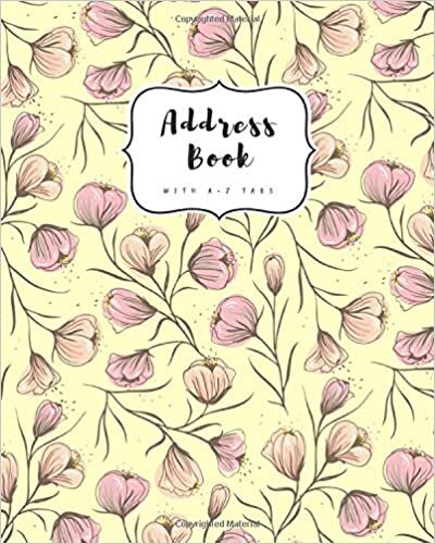 indir Address Book with A-Z Tabs: 8x10 Contact Journal Jumbo | Alphabetical Index | Large Print | Flower Bud Pattern Design Yellow
