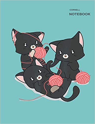 Cute cornell notes: Notes cornell, 110 White Pager, 8.5" x 11" (Letter), Kittens With Pink Wool Notebook Cover.