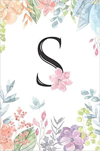 Monogrammed Floral S Journal by Crazy Beautiful Designs: Watercolor Design notebook for Women, 120 pages 6 x 9 indir